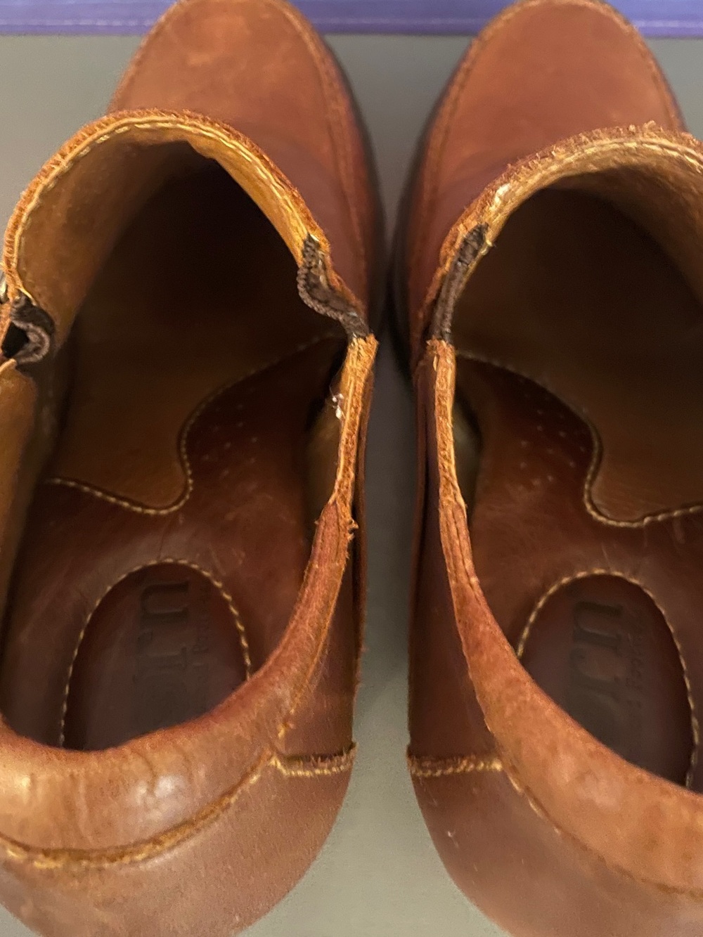 Born Nyssa Cognac Leather Ankle Booties Opanka Harness Comfort Heel 8.5 - Picture 8 of 11